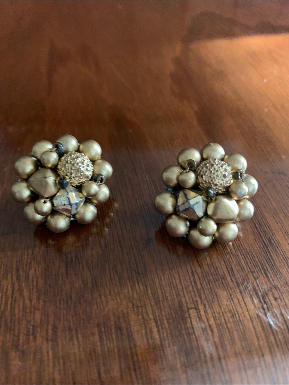 Gold Floral Cluster Earrings - Elegant Floral Statement